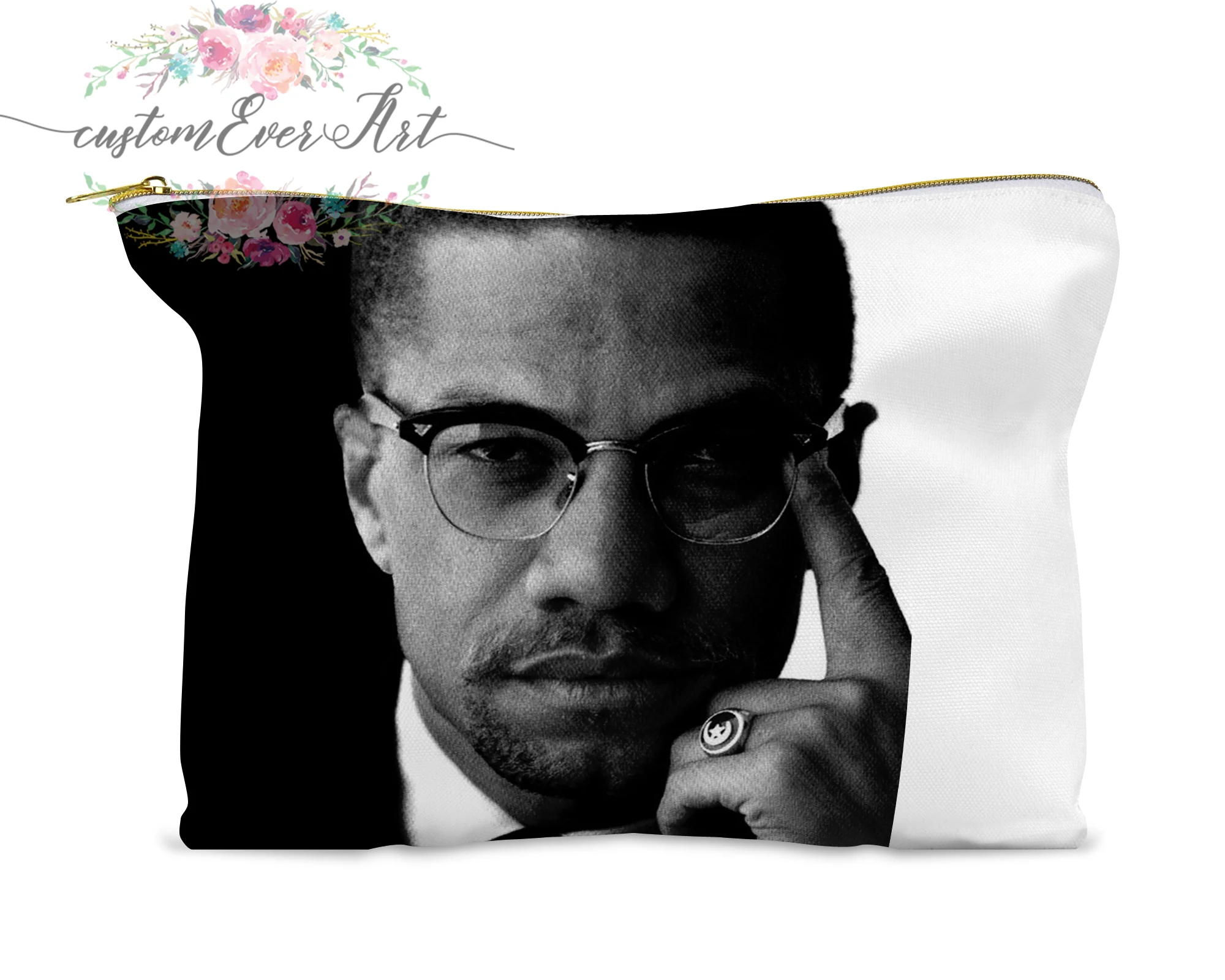 

Malcolm X cosmetic bag personalized small makeup bag funny makeup organizer toiletry bag zipper pouch