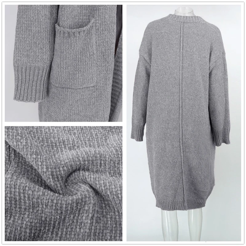 Женский вязаный кардиган свитер Fuedage повседневный длинный кардиган-ветровка с