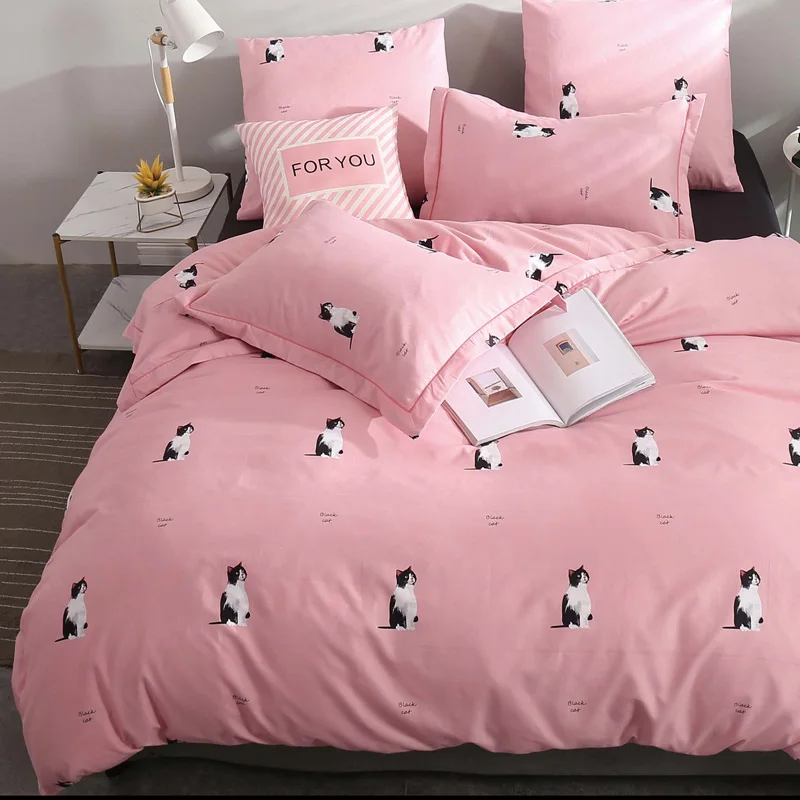 Alanna Solid Sweet style Little red Heart Flower Plant leaves and animals Printed 4/7pcs Bedding set with Different Color - Цвет: SL1018