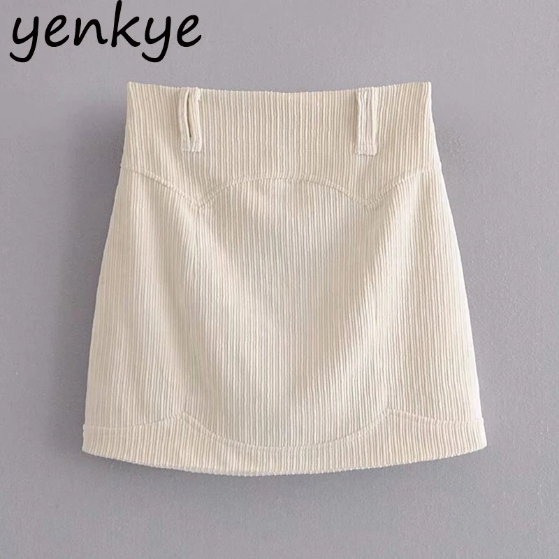 

Vintage Solid Color Corduroy Skirt Women Back Zipper High Waist Mini Pencil Skirt Fashion Female Autumn Skirt jupe femme