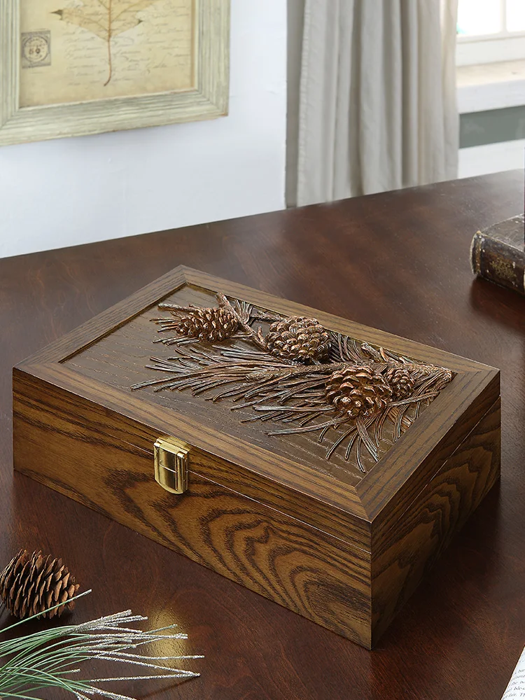 American European-style Solid Wood Creative Retro Watch Box Display Box Bracelet Collection Storage Box Jewelry Box