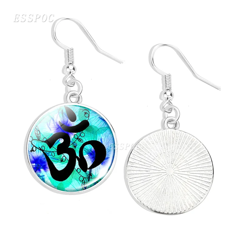 Серьги подвески с кабошоном античная Йога OM знаки модные серьги для женщин