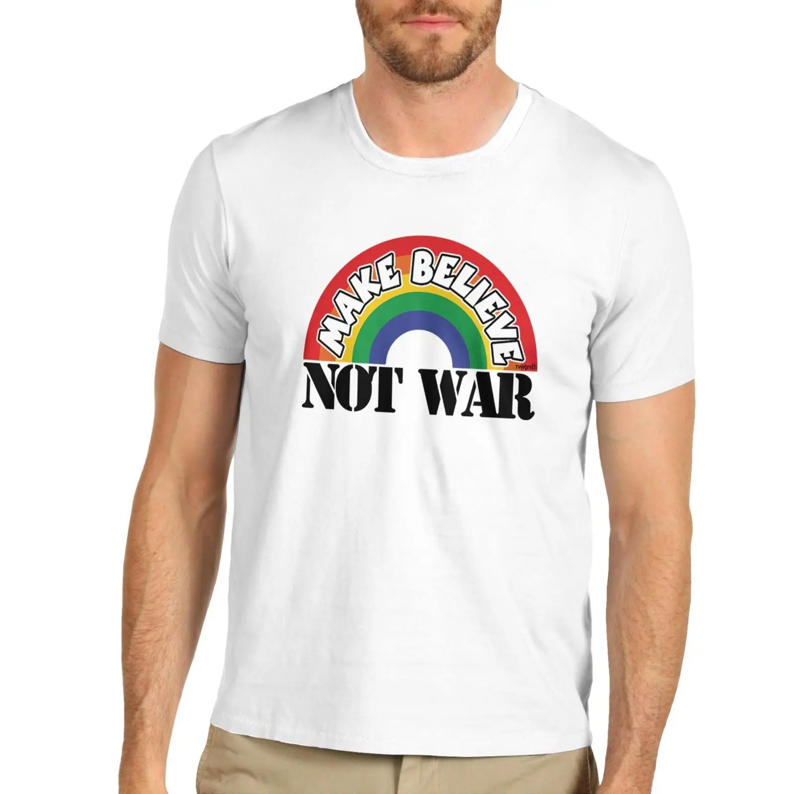 

Men's Make Believe Not War Funny Premium Cotton T-Shirt Quality T Shirts Men Printing Short Sleeve O Neck T Shirt