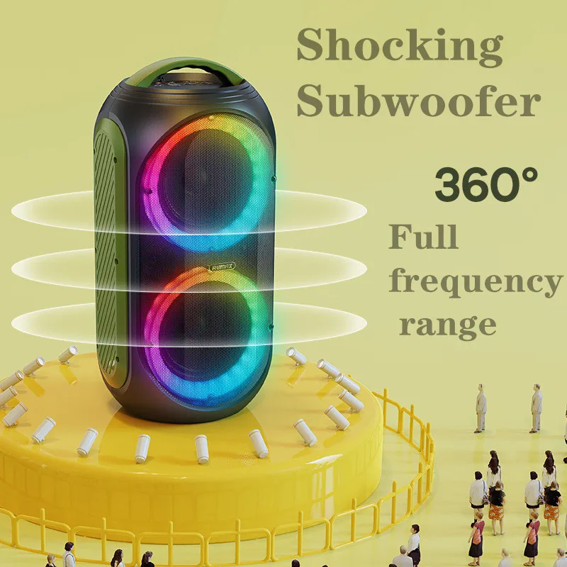 

REMAX X9 Wireless Bluetooth Speaker 30W Portable Subwoofer Dual Speaker a Microphone RGB Sound Box Supports TF USB AUX Soundbar