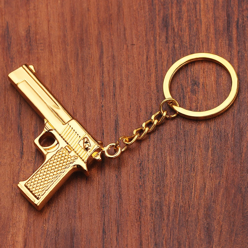 Пистолет кулон брелок Золотой Цвет модельный Брелок Панк Хип-хоп мужской