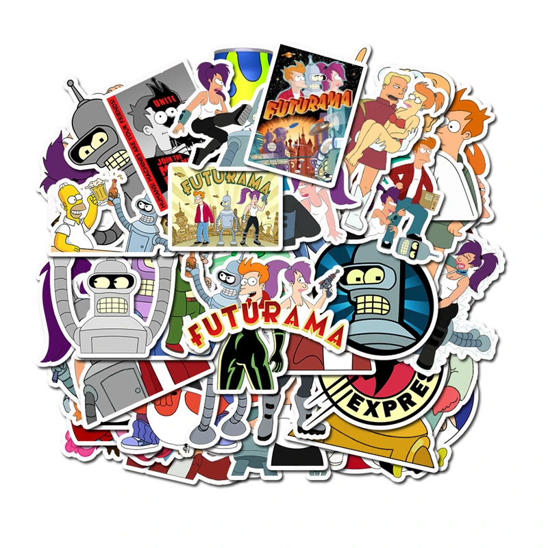 50 шт. Futurama смешные наклейки детские игрушки DIY ПВХ водонепроницаемые Мультяшные наклейки для скрапбукинга гитары Стикеры для альбомов