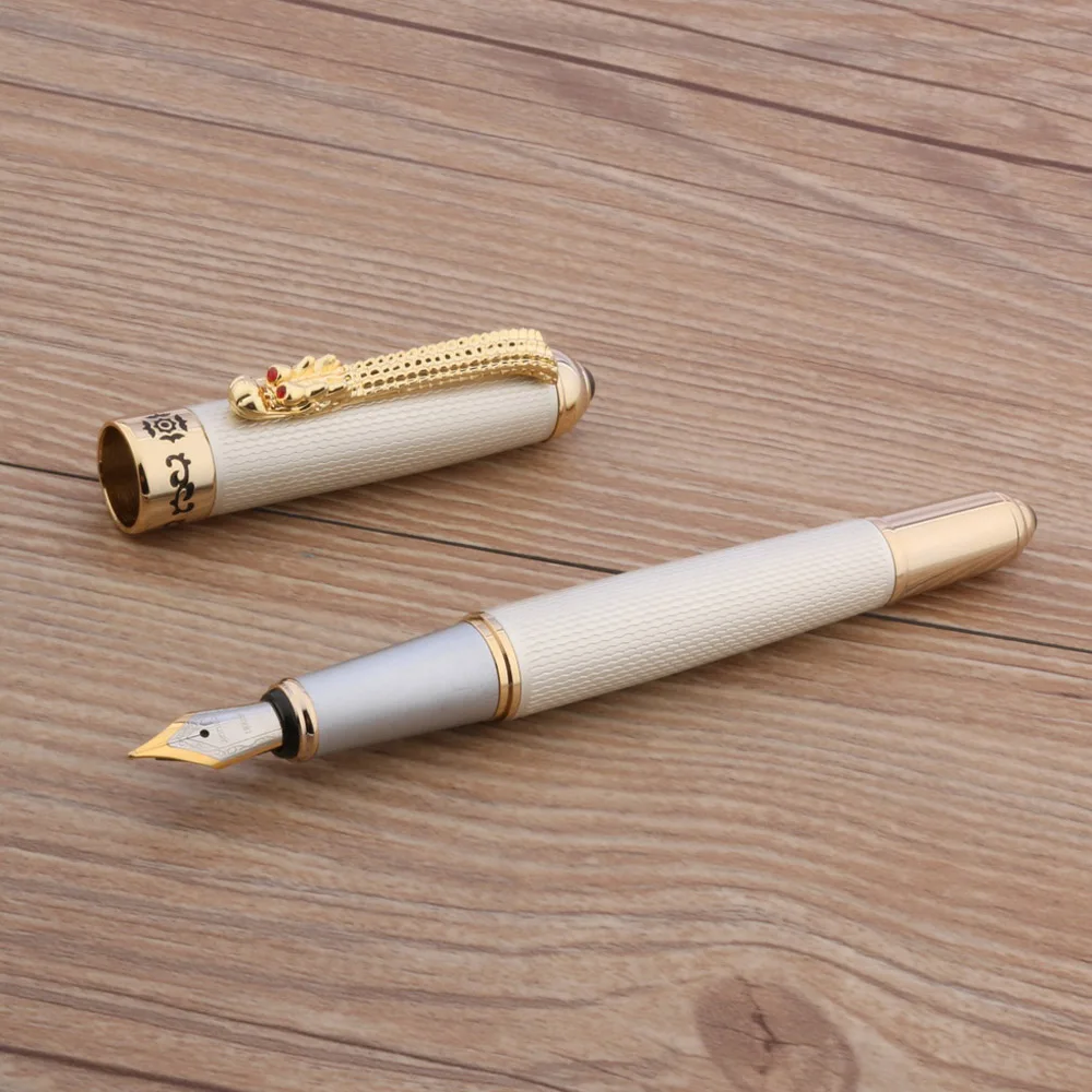 JINHAO 1000 перьевая ручка белый классический стиль иридий дракон подарок золотой