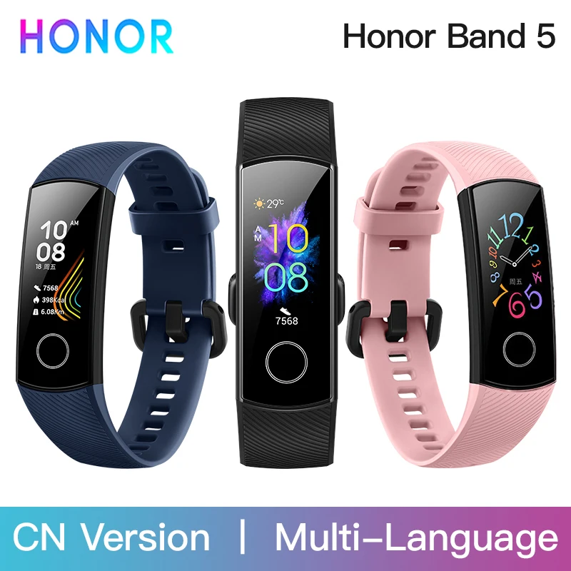 Оригинальный Honor band 5 смарт Браслет Сенсорный экран для сердечного ритма