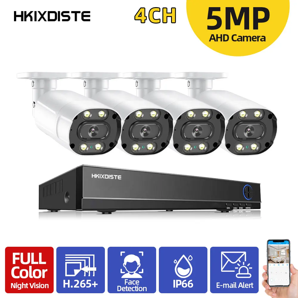 

CCTV Camera Security System Kit 5mp AHD DVR 4CH 5MP Outdoor Full Color Night Vision AHD Camera Surveillance System Set 4ch XMEYE