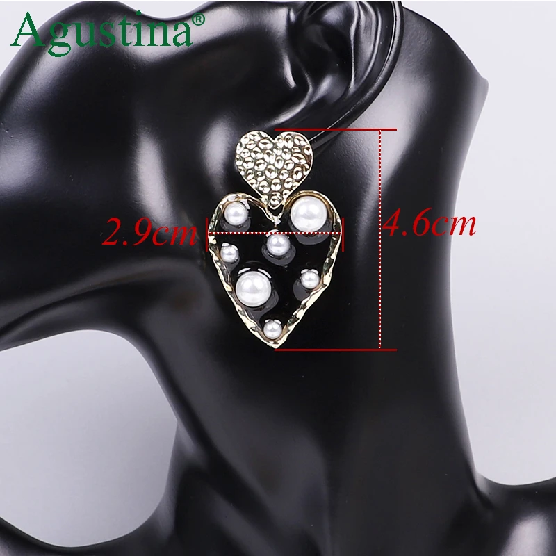 Agustina 2022 Heart Earrings Women Fashion Jewelry Bohemian Resin Drop Earrings Cute Wedding Red Earrings Pearl Statement Korean images - 6