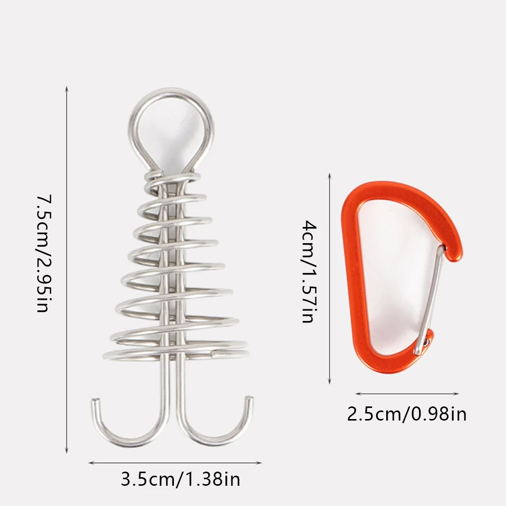 

2 Pcs Spiral Shaped Spring Octopus Deck Peg With Carabiner Hooks Durable Rope Buckle Tent Hooks Board Pegs For Camping Hiking