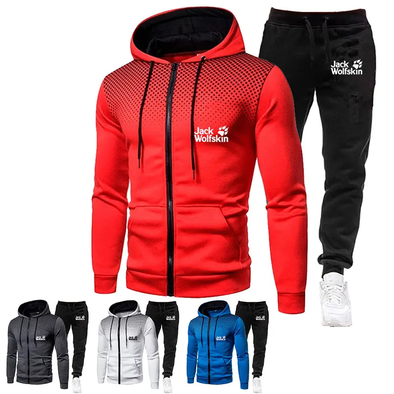 

2021 New Style Jack Wolfskin Hooded Sweatshirt and Pants Sets Sports Zipper Coat Hoodie Suits