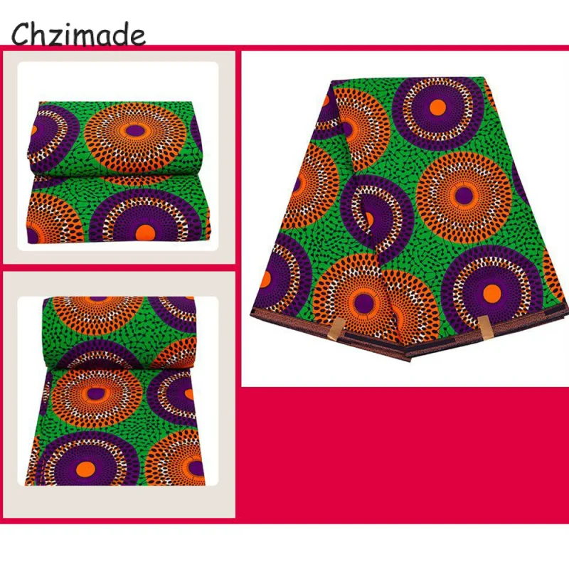 Chzimade 1Yard Ankara African 100% Cotton Fabric Circle Real Wax Printed For Women Wedding Dress Diy Home Decoration |