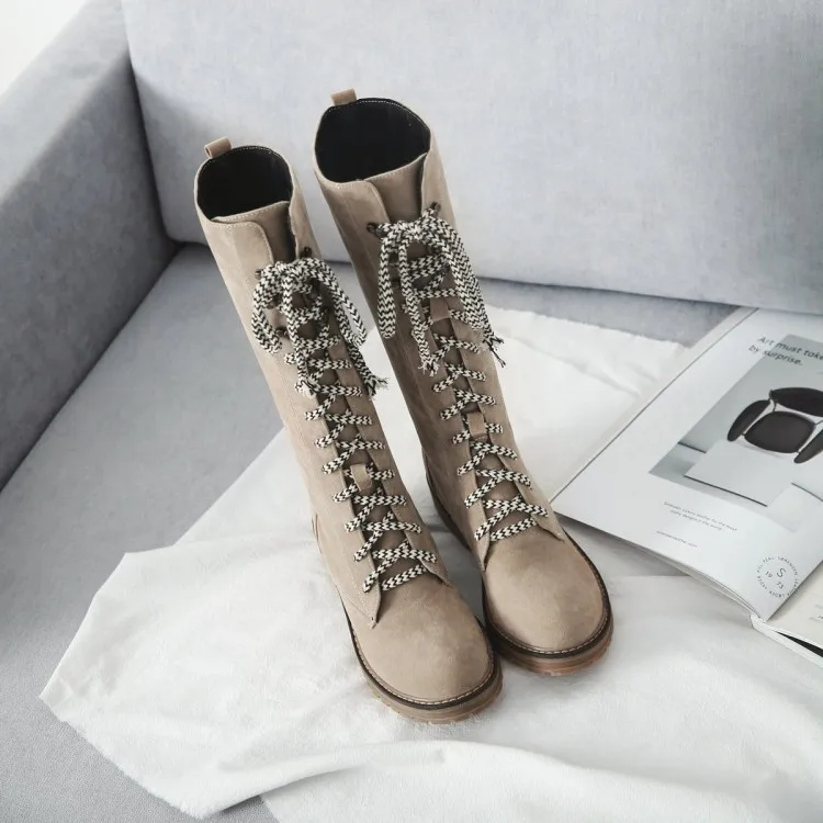 Oversized 11 12 thigh high boots knee over the women ladies Cross binding with suede | Обувь