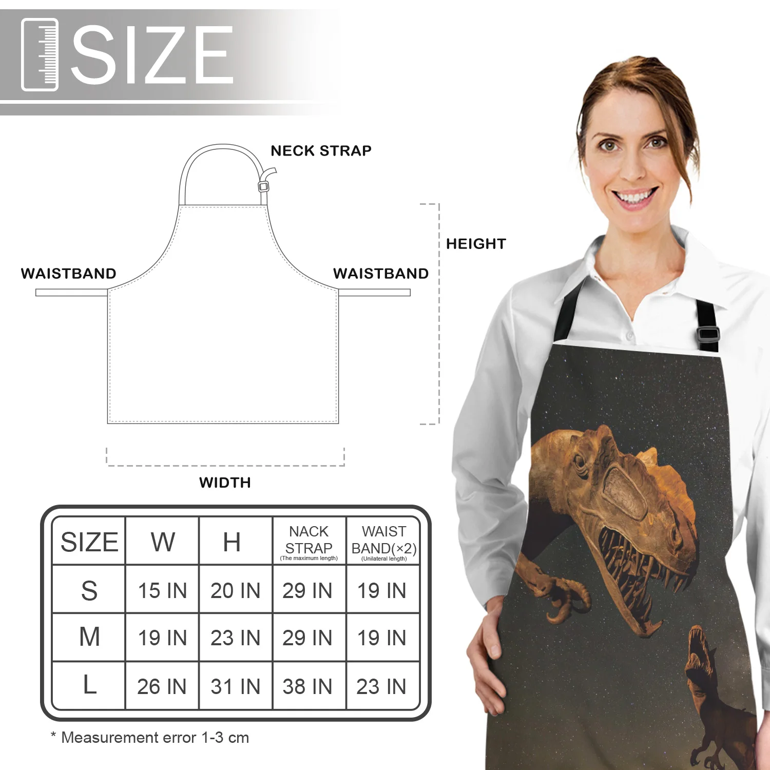 

Kitchen Apron Dinosaur Starry Adjustable BBQ Bib Canvas Aprons For Women Cooking Baking Restaurant Kids Apron Pinafore