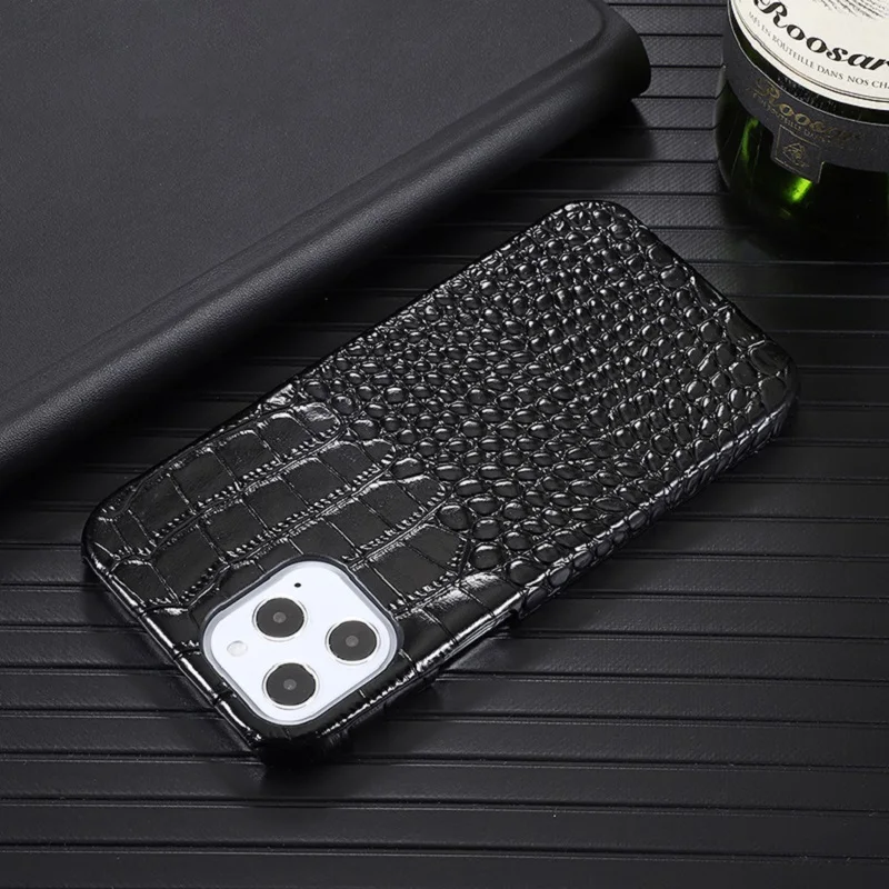 

iPhone 12 Mini Luxury Head Layer Cowhide Leather Case For iPhone 11 Pro XS Max X XR 7 8 Plus SE 2020 Crocodile Phone Case Cover