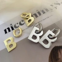 normcore style metal letter b earrings womens cool retro exaggeration ear stud party banquet womens jewelry earrings 2021