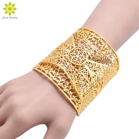 2021 new dubai big wide bangle gold color cuff bracelet african ethiopian women party wedding jewelry gift