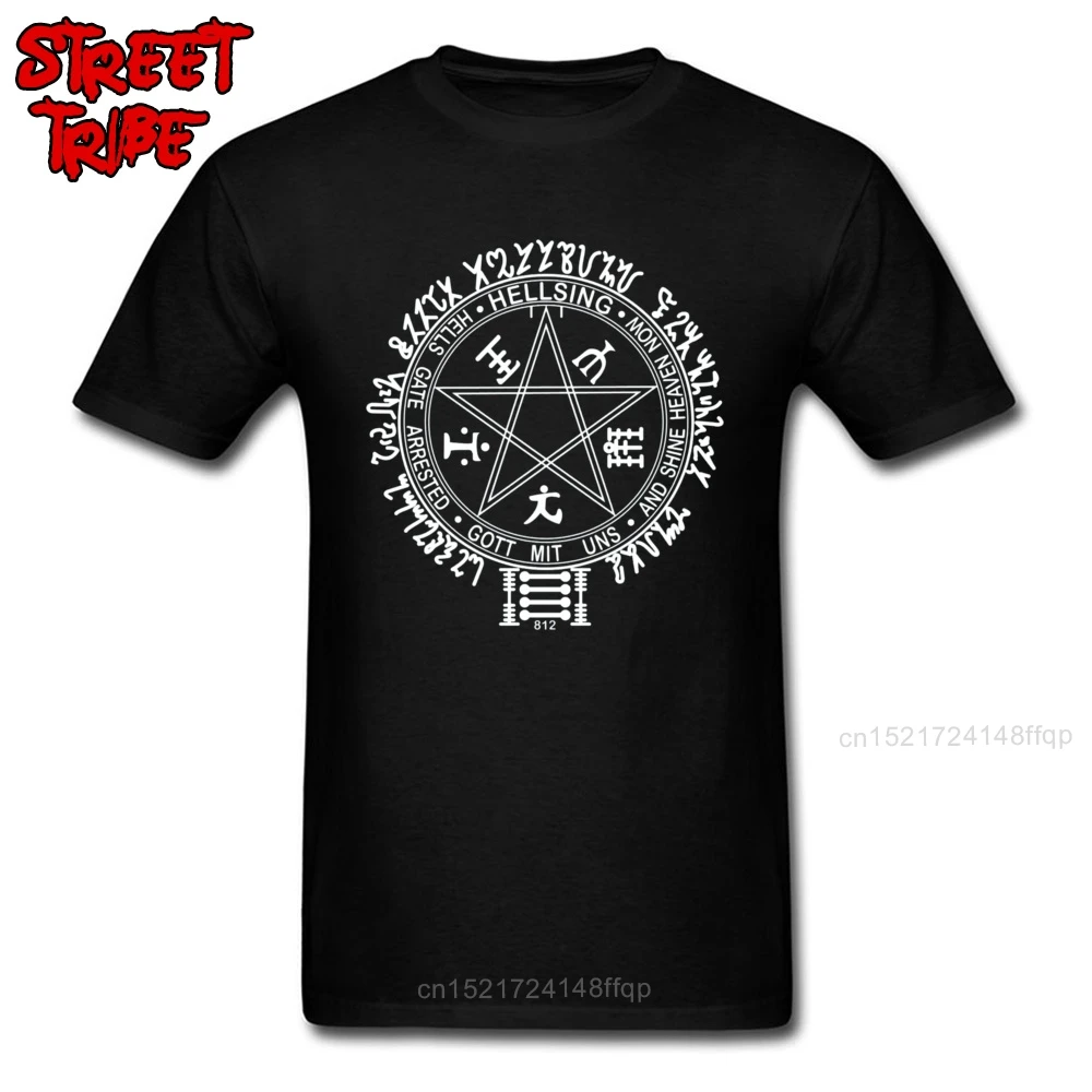 Anime T Shirt Men Japan T-shirt Hellsing Alucard Glove Tshirt Dark Vampire World Tops & Tees Mens Mysterious Logo Print Clothing