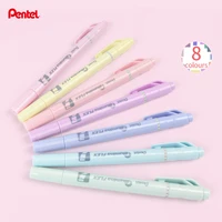 1pc japan pentel macaron color double nib highlighter pen marker pen soft tip pen 8 colors optional slw11p