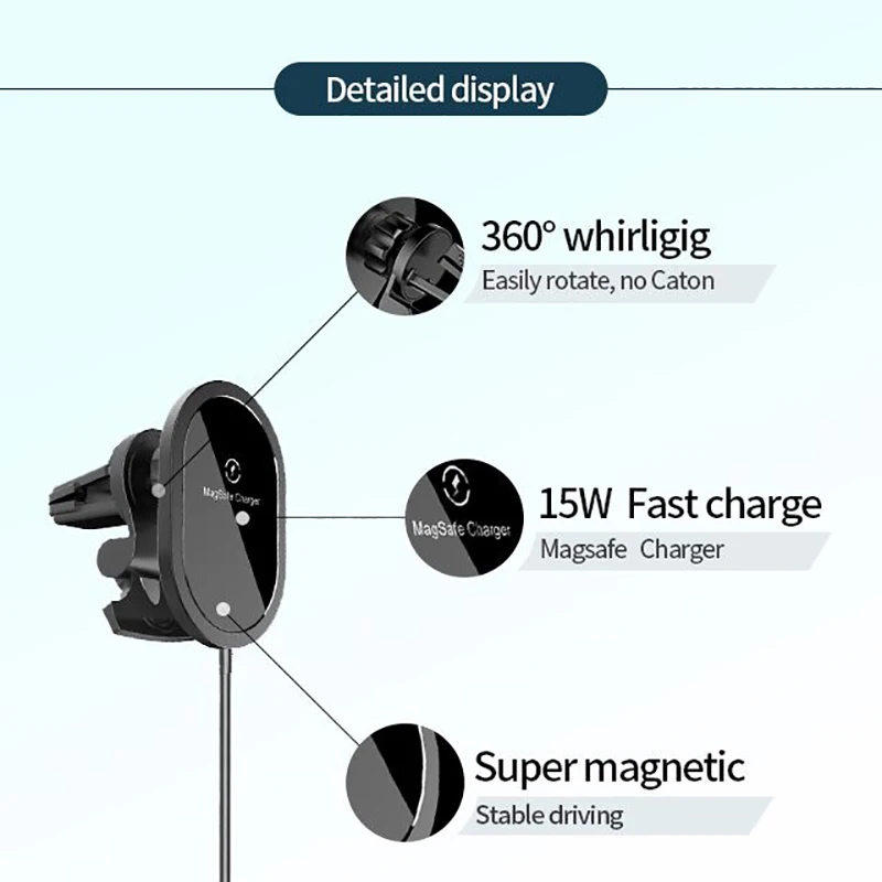 

New Car Wireless Chargers for iphone 12 pro pro max Magnetic Wireless Charger Phone Holder 15W Fast Charging Station Aluminum