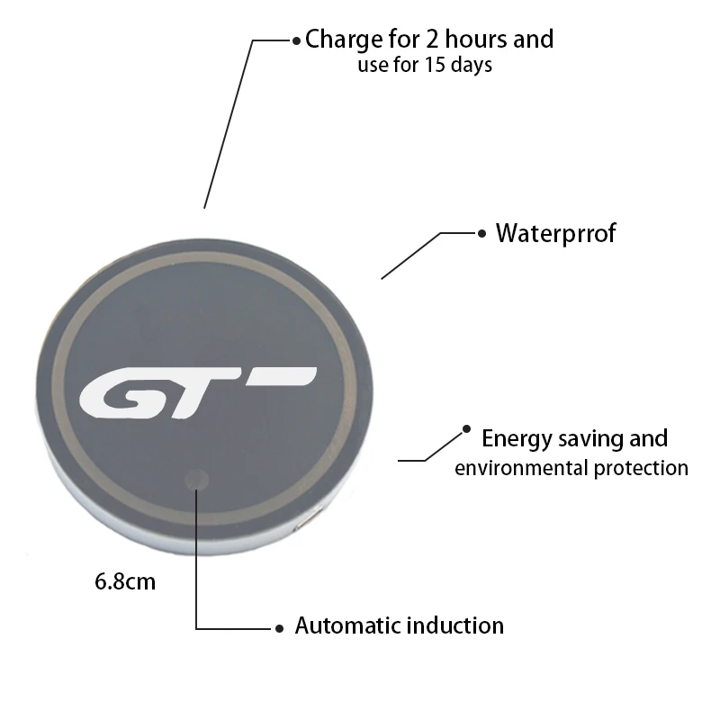 

2Pcs Luminous Car Led Cup Coaster Non-slip Mat Automobile Atmosphere Light For Peugeot 3008 GT 308 4008 5008 508 Accessories