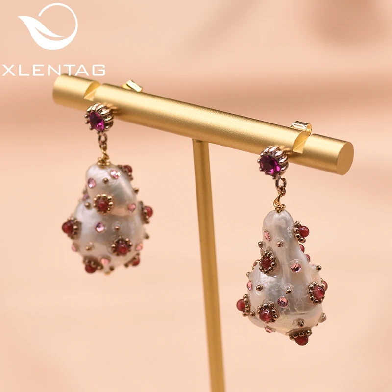 XlentAg натуральные пресноводные барочные жемчужные красные циркониевые Висячие