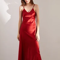 summer silk slip womens sexy sleeveless dress with pearl elegant v neck women clothing new free shipping