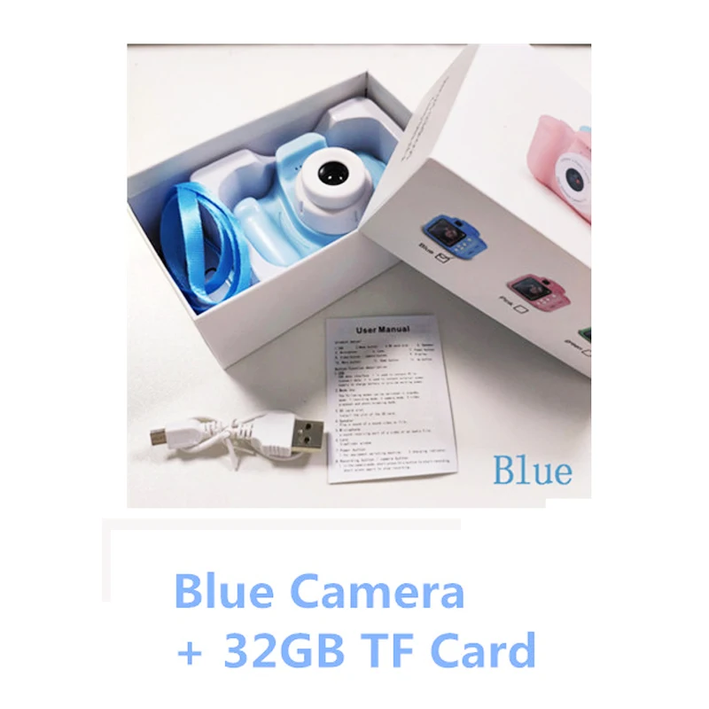 32GB Blue A Детская цифровая камера, игрушки для детей, подарки на день рождения, мини 1080P проекционная видеокамера, рождественский подарок для маленьких девочек и мальчиков - Цвет: 32GB Blue A