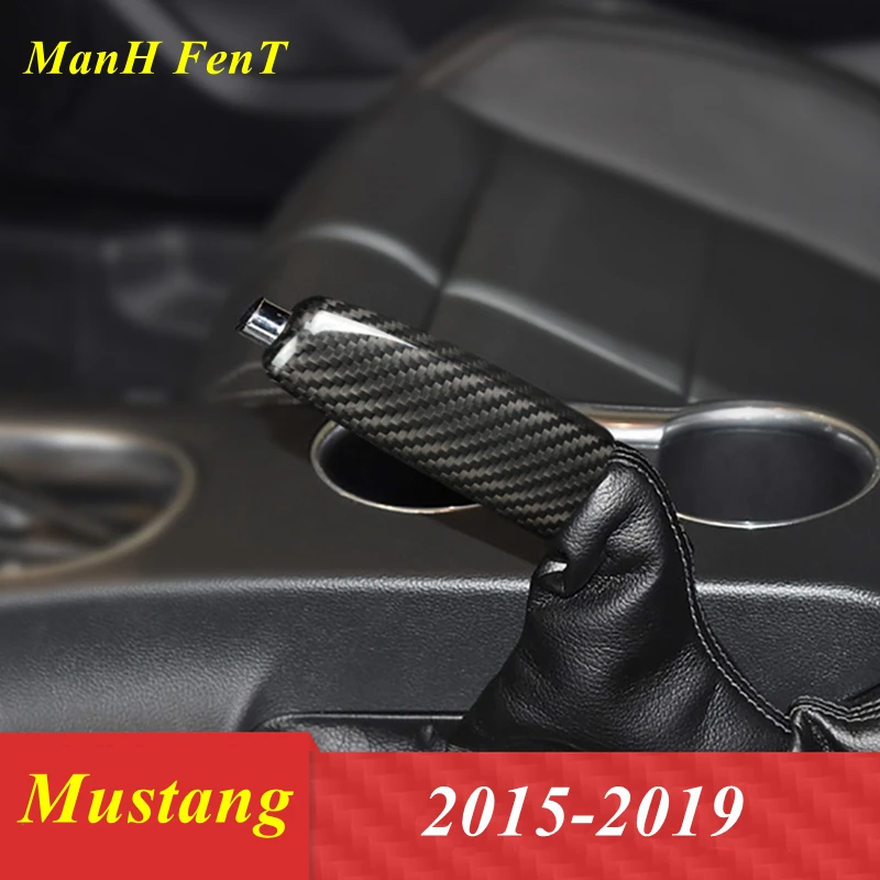 

Накладки на ручные тормоза для автомобиля 2015-2019 Mustang, внутренняя отделка из настоящего углеродного волокна