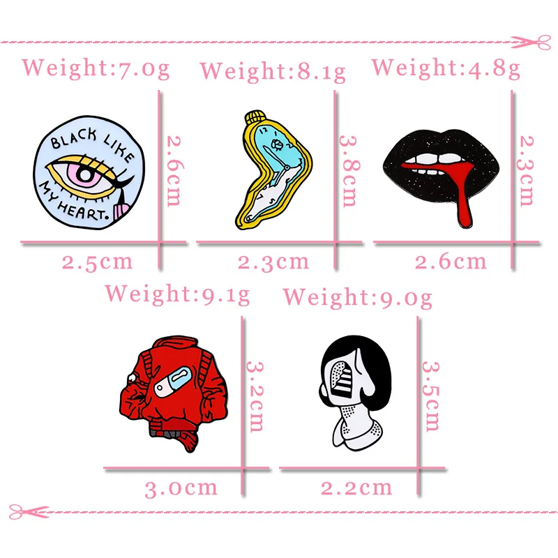 Коллекция панк брошь странные глаза губы эмалевые булавки витые часы женские