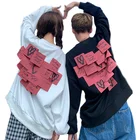 Осенний мужской пуловер свитшот с надписью Love Notes толстовки в стиле пэчворк Harajuku с круглым вырезом уличная одежда Подростковая парная Одинаковая одежда