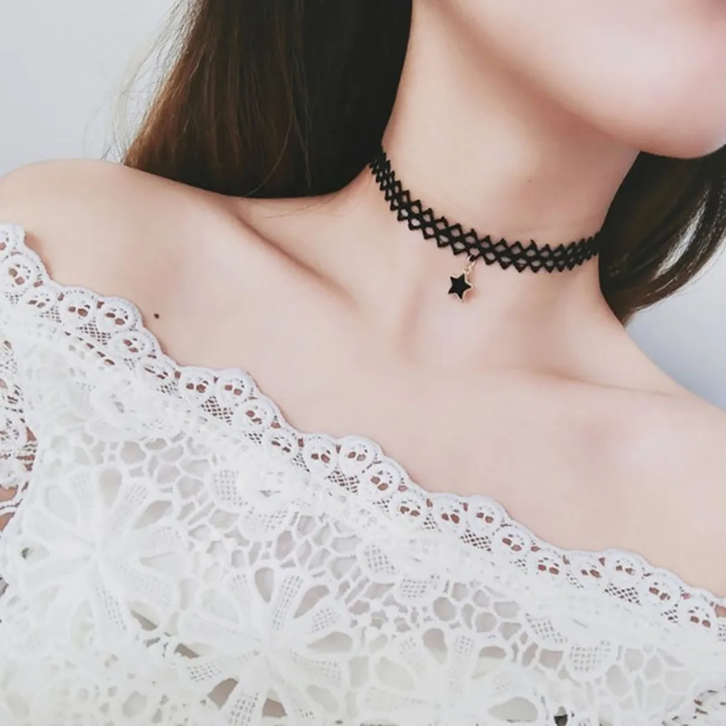 

5PCS/Set Lace Choker Necklaces Set For Women Steampunk Collar Lace Necklace Jewelry Party Gothic Style Collier Femme