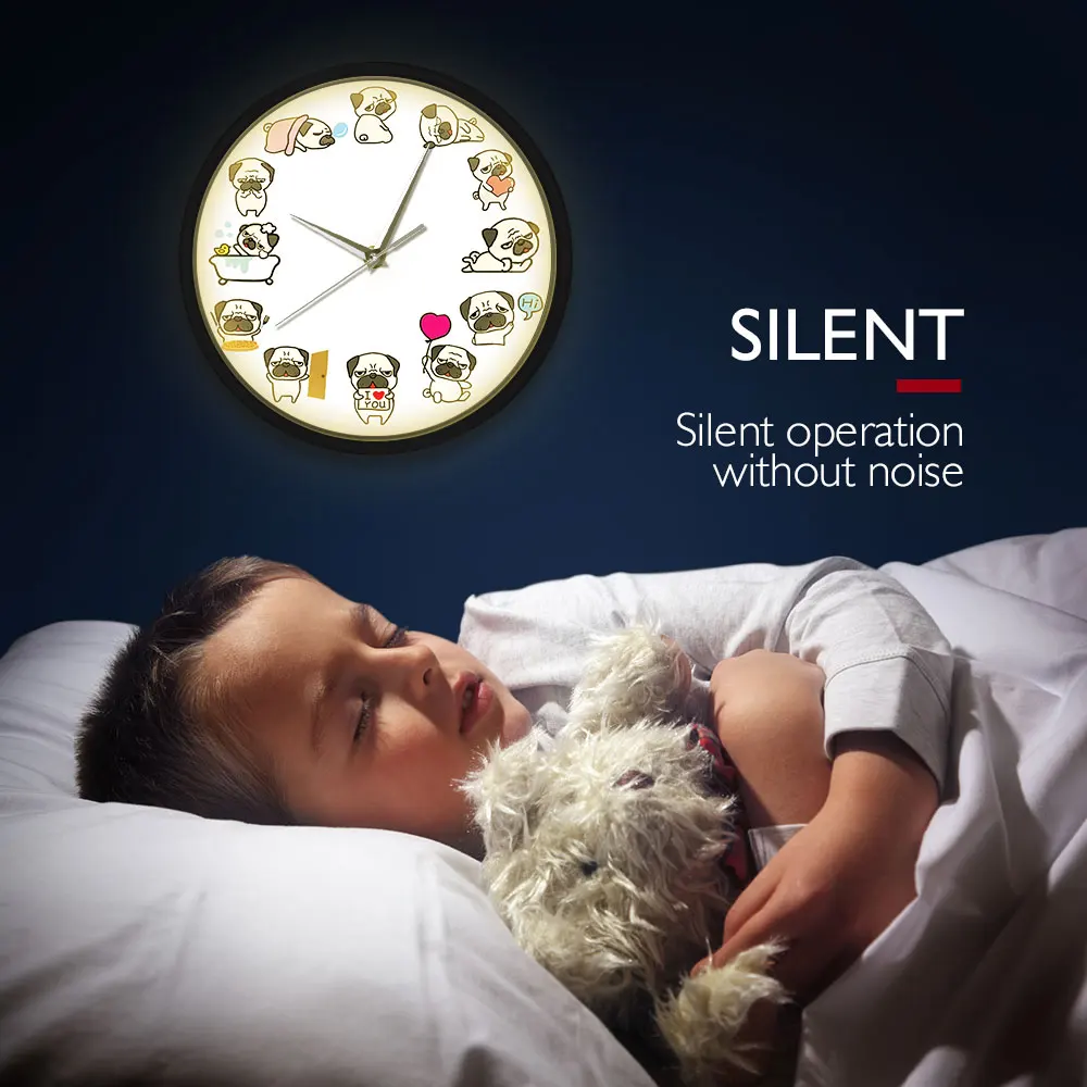 Настенные часы с Мопсом питомец животное собака современный дизайн милые со