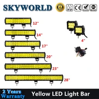 4 12 14 17 20 23 28 inch yellow led bar spot flood combo led light bar offroad barre fog work lamp 12v 24v truck for 4x4 uaz atv