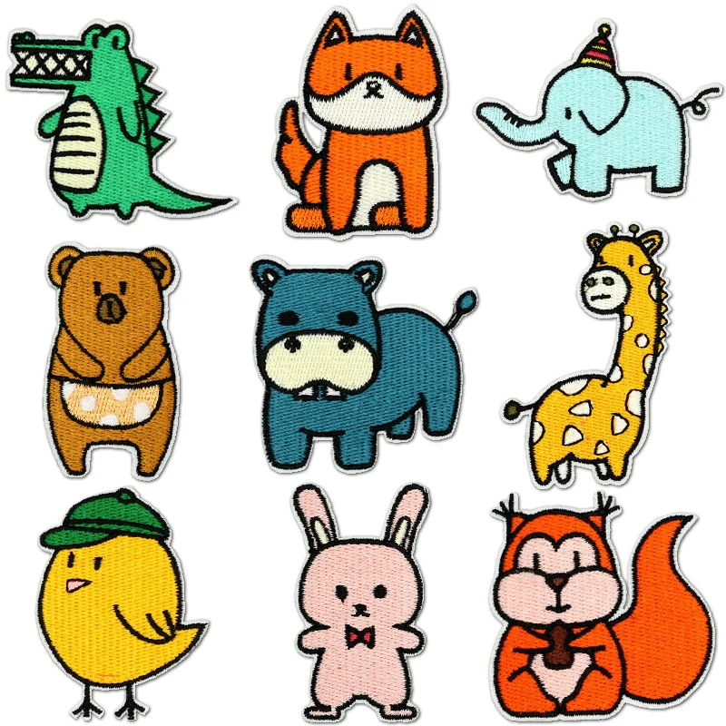 6 шт. аминовая Вышивка Животных Мультяшные железные нашивки для одежды детские