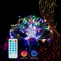 battery 5m 10m copper wire fariy garland lights sound activated led music string lights decorations for home party holiday