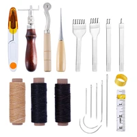 20pcs leather sewing needles stitching needle set thread thimbles hand sewing tool knitting crochet diy craft handle tool