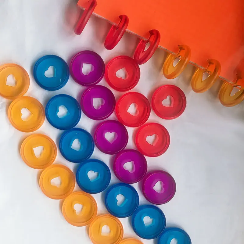 Прозрачные круглые диски для блокнотов 50 шт./лот в форме сердца с отверстием виде