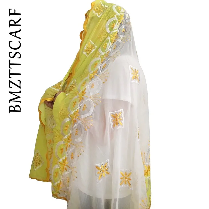 Новые африканские шарфы мусульманская вышивка женский большой шифоновый шарф