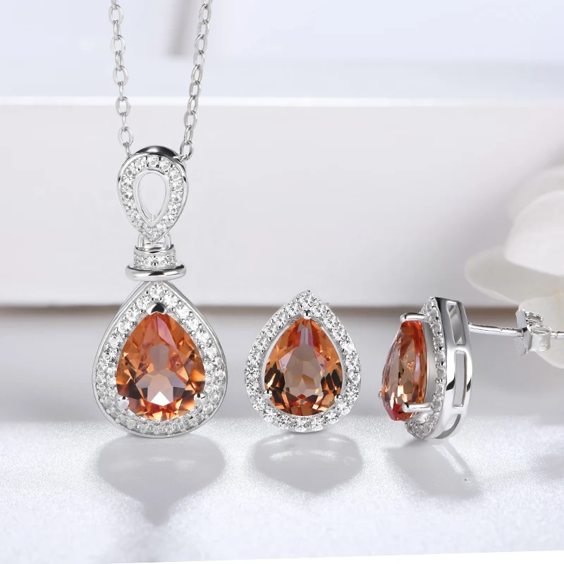 

6,8 карат Zultanite Цвет изменения драгоценный камень 925 стерлингового серебра серьги и колье для женщин, ювелирные изделия для Набор для свадебн...