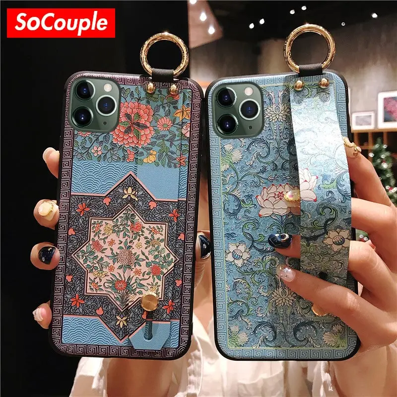 SoCouple Чехол-держатель для телефона для iphone XR X Xs max 11 Pro Max чехол для iphone 7 8 6 6s plus ремешок на запястье Мягкий ТПУ чехлы накладки