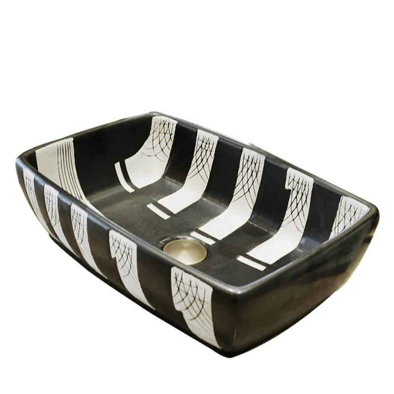 

Jing Yan RETRO art platform basin rectangular ceramic lavatory basin table antique industrial wind wash basin