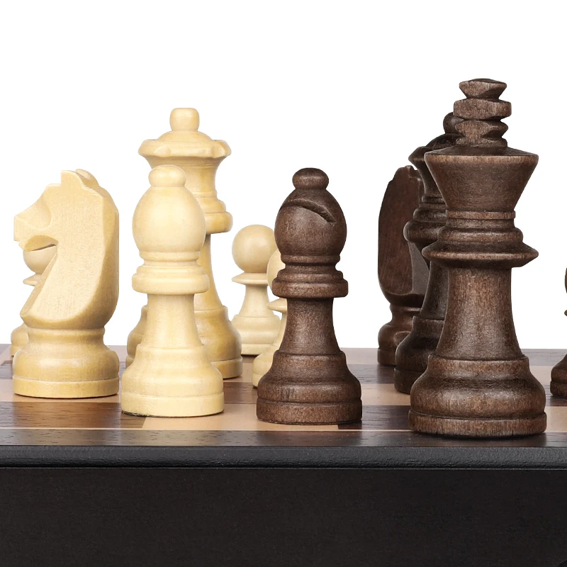 Wooden folding portable chessboard for children adult beginners