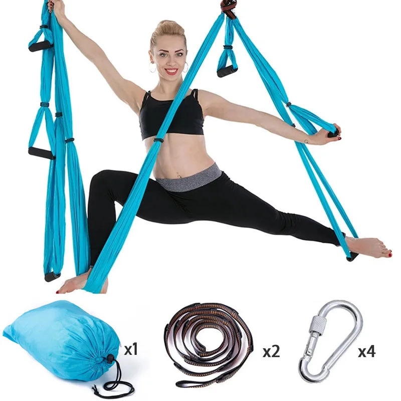 Sky Blue and Belt Антигравитационный гамак для йоги 2,5*1,5 м, летающее поворотное устройство для воздушной тяги, комплект гамака для йоги, подвесной ремень для домашнего спортзала, ТРАПЕЦИЕВИДНОЕ поворотное устройство - Цвет: Sky Blue and Belt