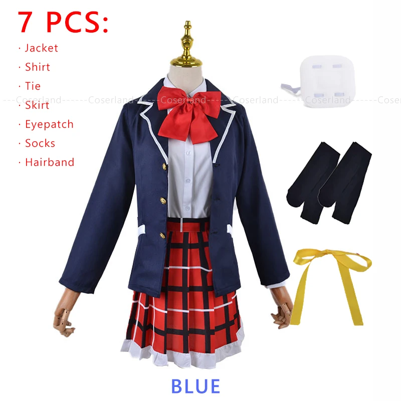 Костюм для косплея Рикка Таканаси с нашивкой на глаза темно-фиолетовый черный