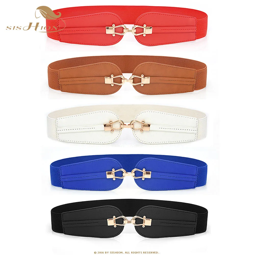 SISHION винтажный эластичный пояс Cummerbund QY0361 женский ремень черный широкий Черный