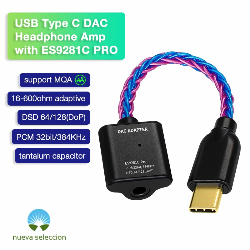 Портативный ЦАП USB C Amp MQA усилитель для аудиофилов наушников DAC Dongle 32bit ESS ES9281C PRO DSD128