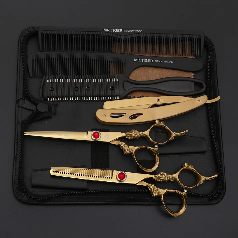 

Sharp Blade Hair Scissors Professional Barber Scissors Hairdressing Shears Salon Cutting Scissor With Razor Set Makas 5.5 6.0