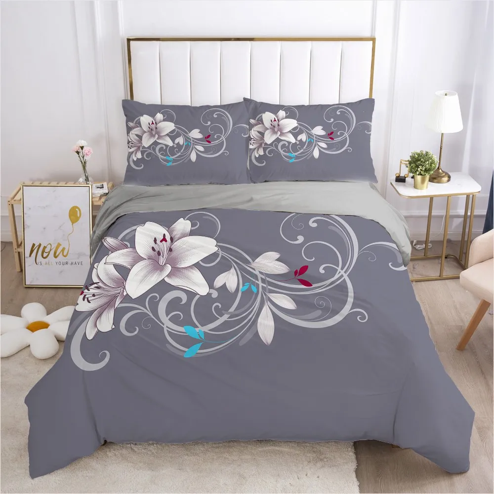

3D Bed Linens Duvet Cover Sets Quilt Covers Pillow Shams Bedclothes Bedding Sets King Queen Full Luxury Flower Home Textile